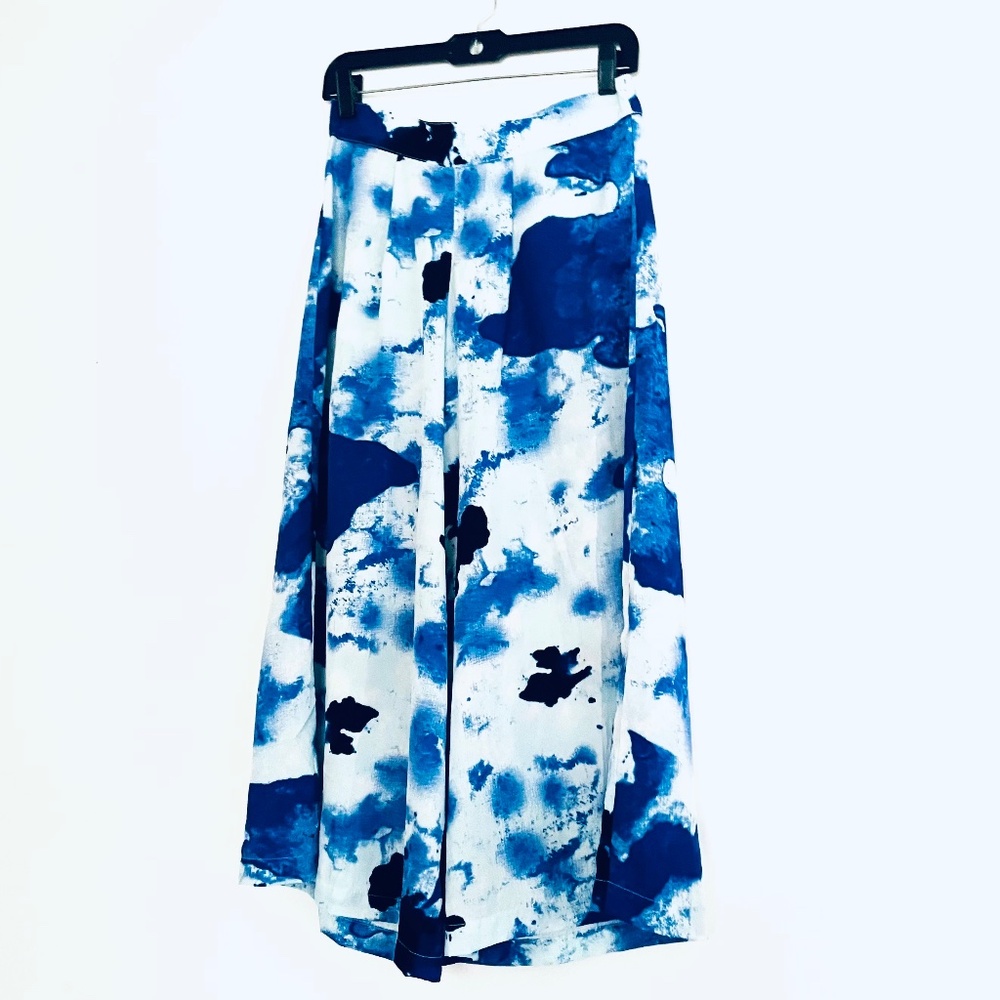 Ink Blue Split Leg Skirt / Wide Leg Capri Pants COCOBLEU NEW YORK